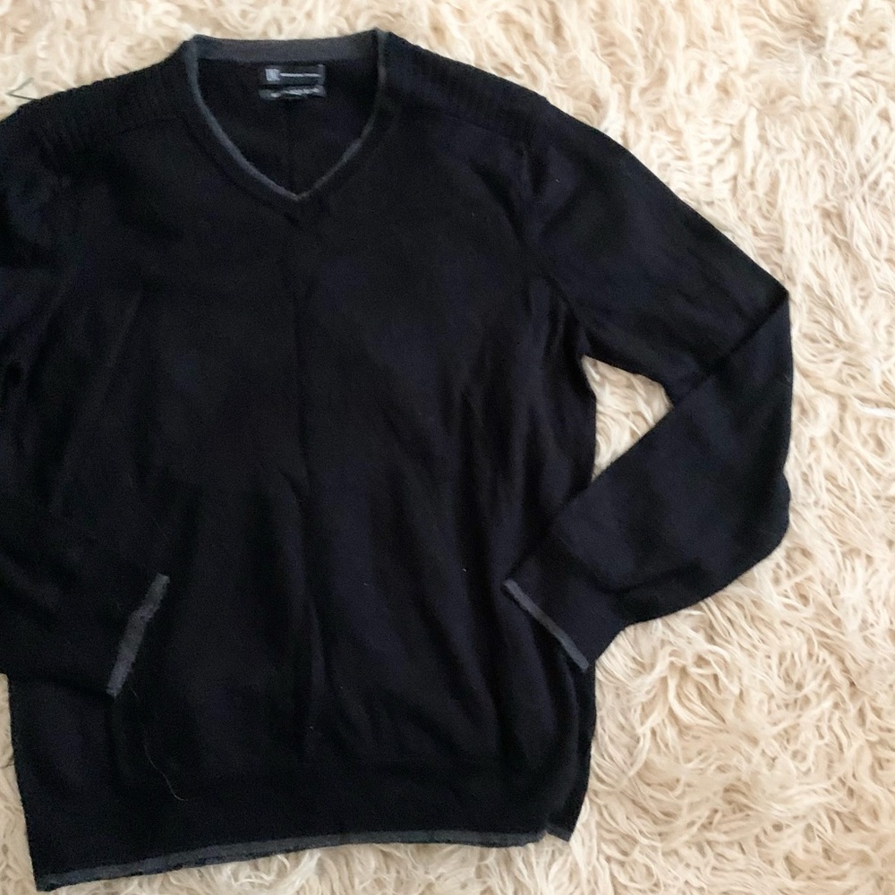INC International Concepts | Black V-Neck Wool Blend Sweater XL - Picture 4 of 10